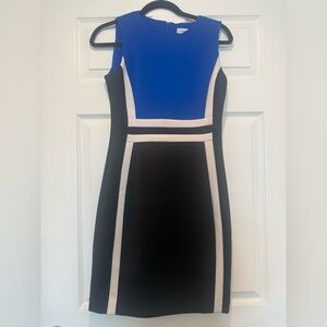 Elegant Blue and Black Colorblock Dress